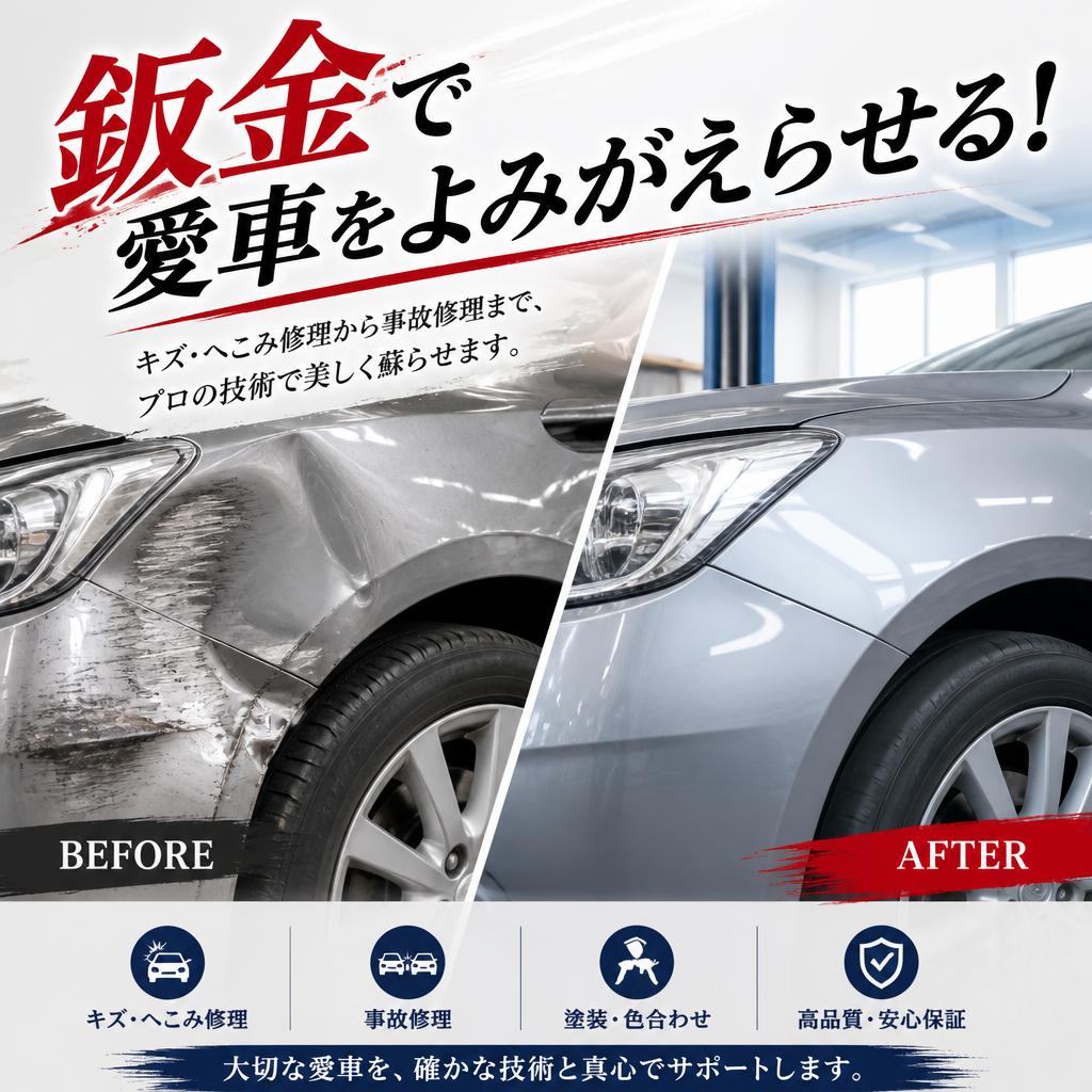 鈑金で愛車をよみがえらせる！