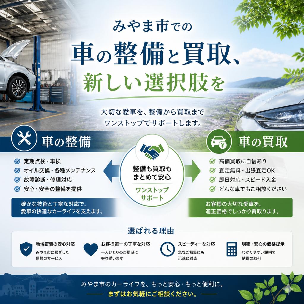 みやま市での車の整備と買取、新しい選択肢を