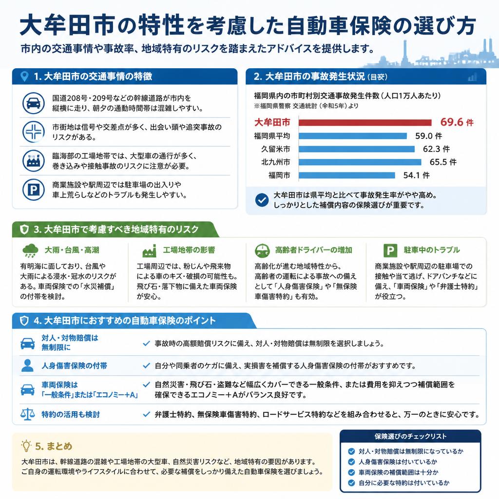 大牟田市の交通事情と保険選び