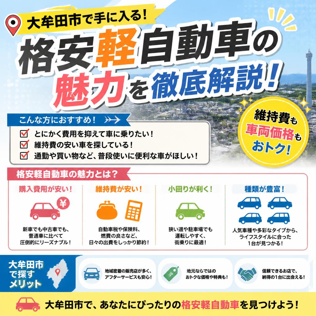 大牟田市で手に入る！格安軽自動車の魅力を徹底解説！