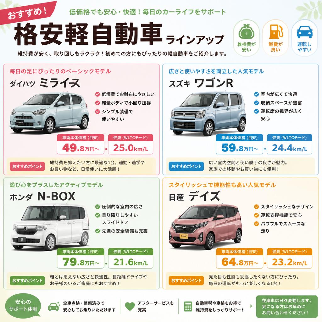 5. メイフェアの格安軽自動車ラインアップ