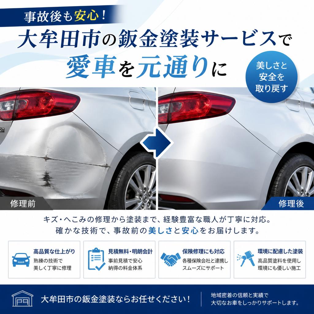 事故後も安心！大牟田市の鈑金塗装サービスで愛車を元通りに