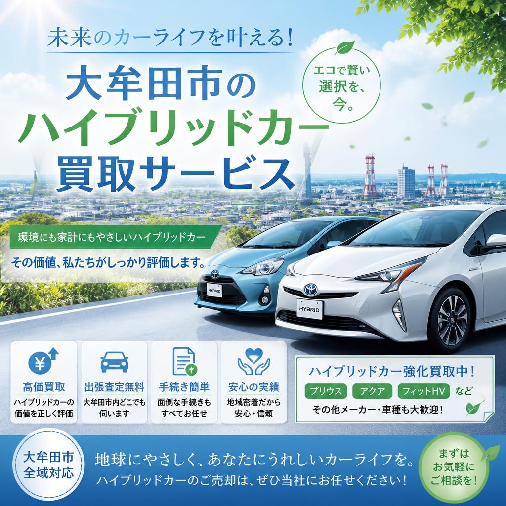 未来のカーライフを叶える！大牟田市のハイブリッドカー買取サービス