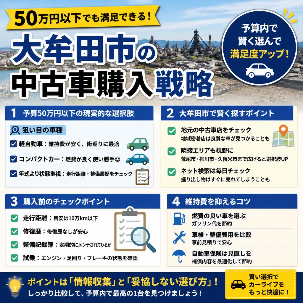 50万円以下でも満足できる！大牟田市の中古車購入戦略