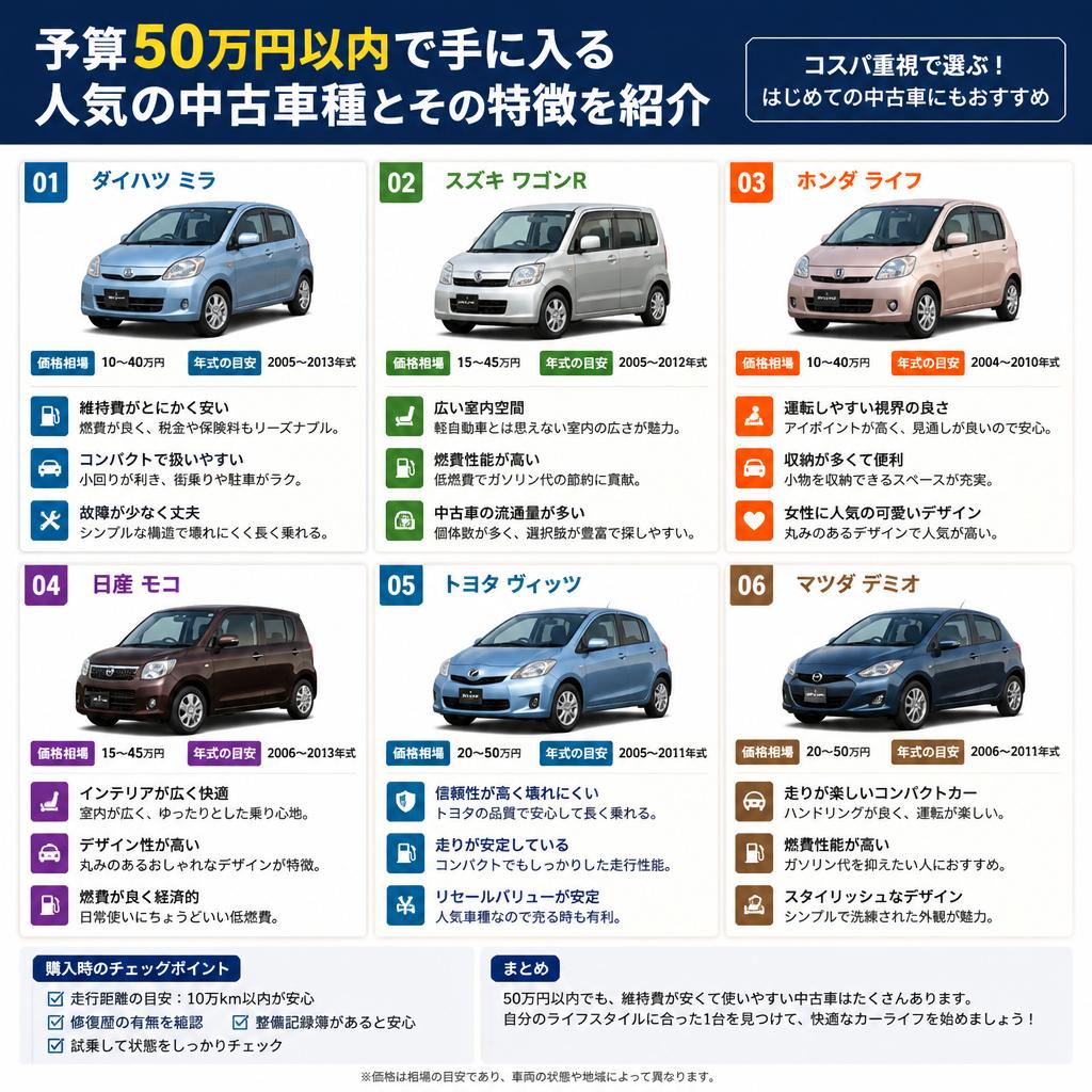 50万円以下で購入できるおすすめ中古車