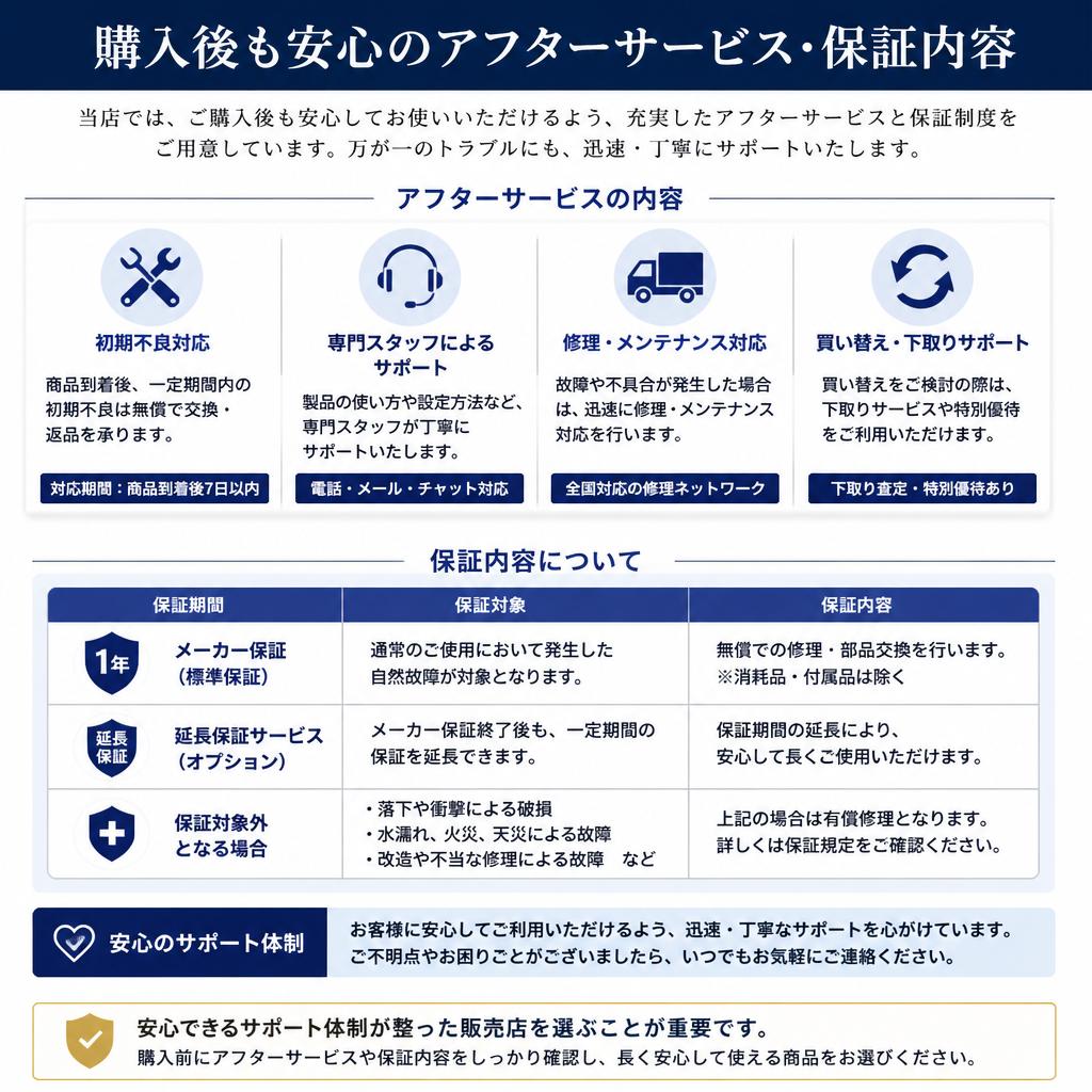 アフターサービスの確認