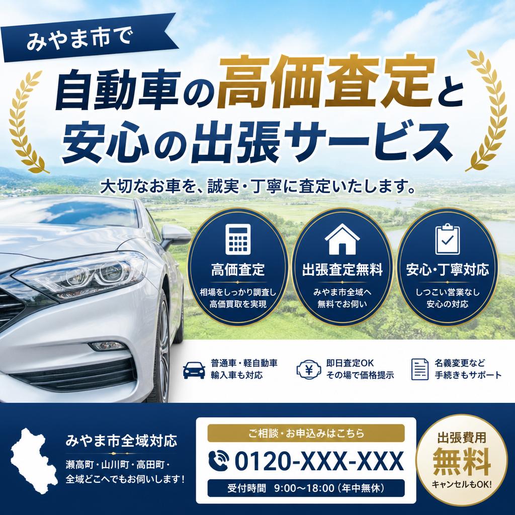 みやま市で自動車の高価査定と安心の出張サービス