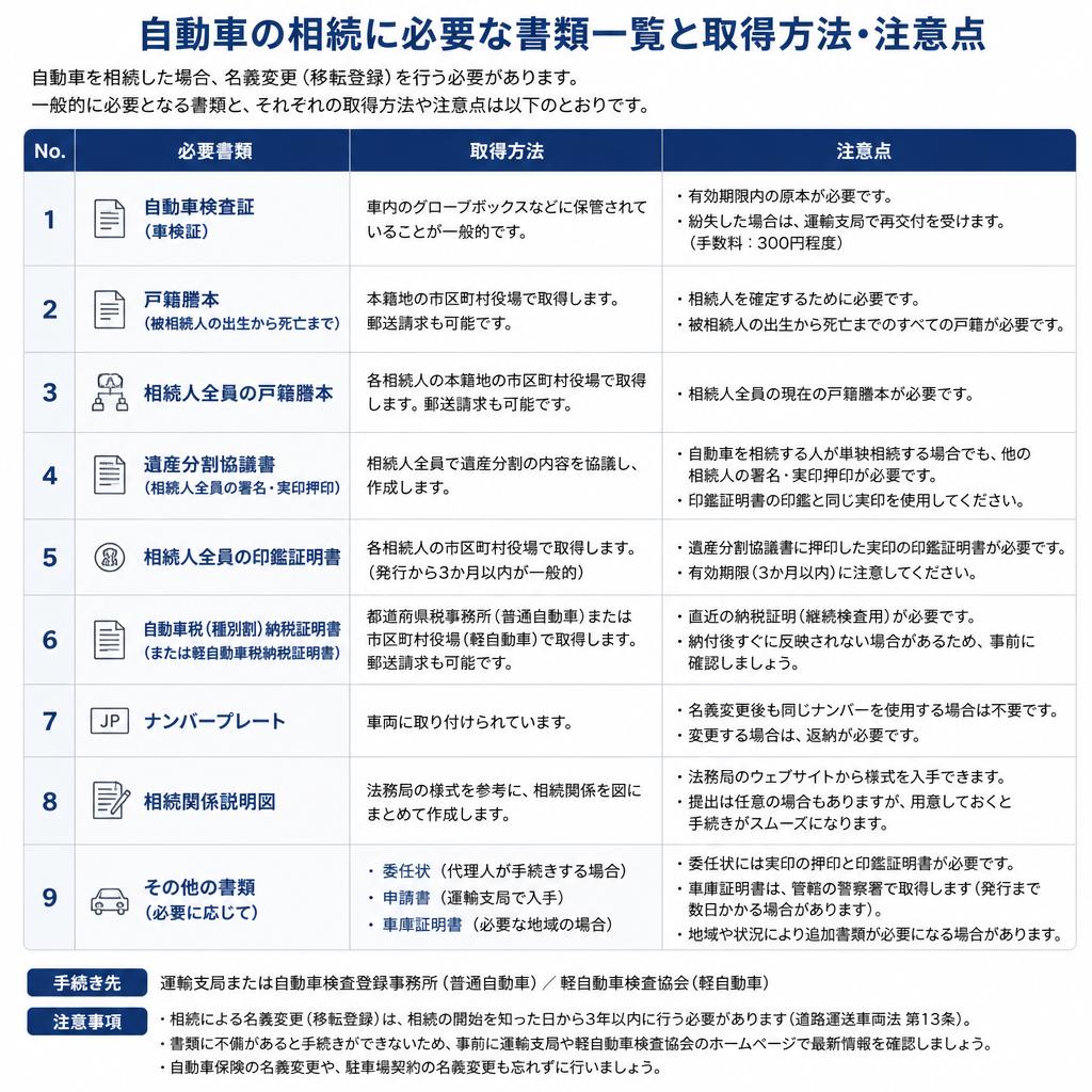 相続手続きに必要な書類