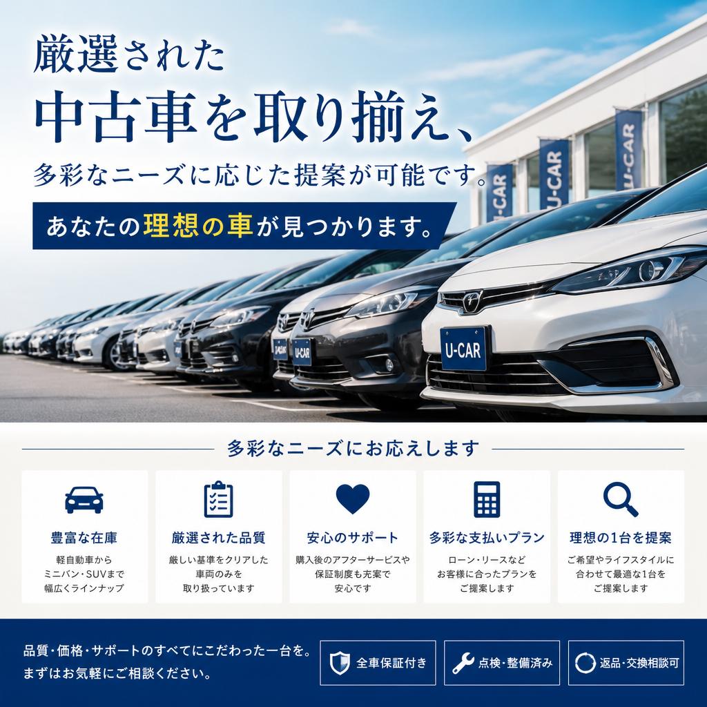 選べる中古車販売の豊富なラインアップ