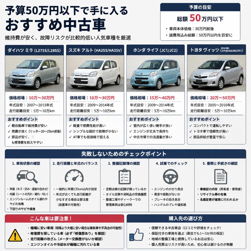 50万円以下で選べるおすすめの中古車