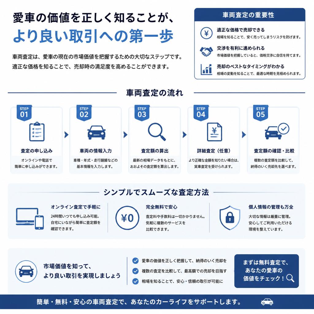 車両査定の簡単ステップ