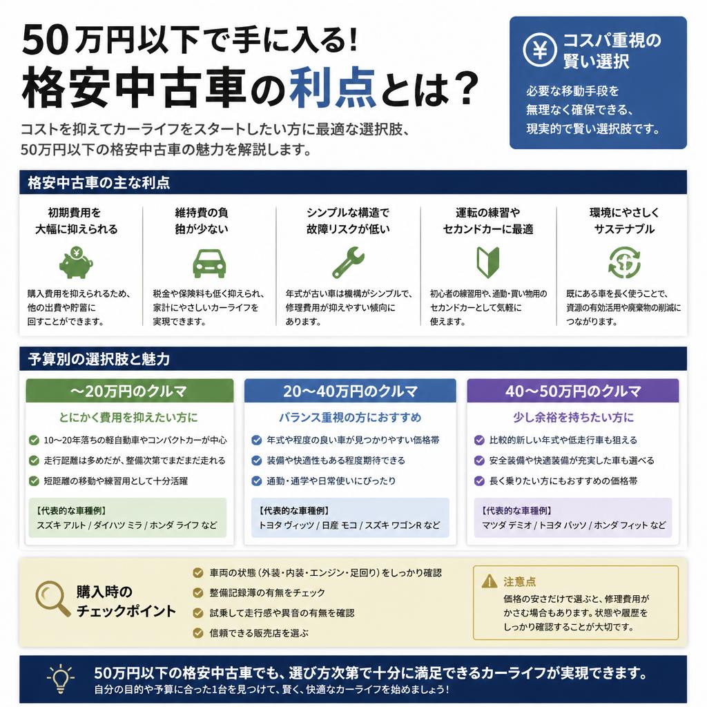 50万円以下の格安中古車の魅力