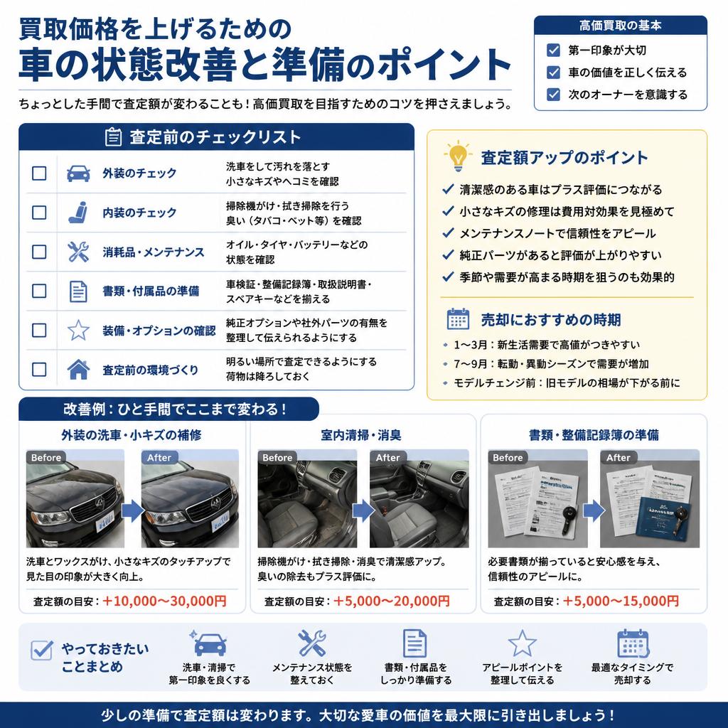 愛車を高く売るための秘訣