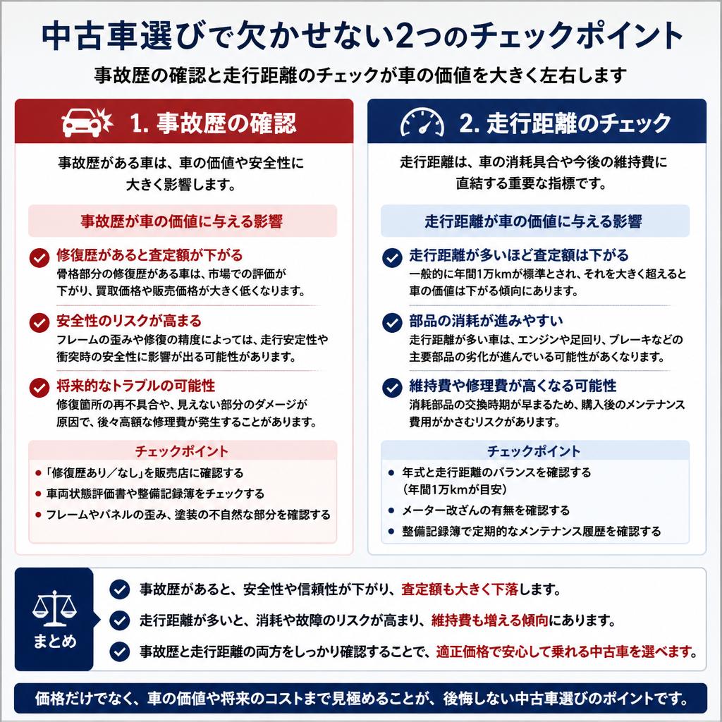 事故歴と走行距離の重要性