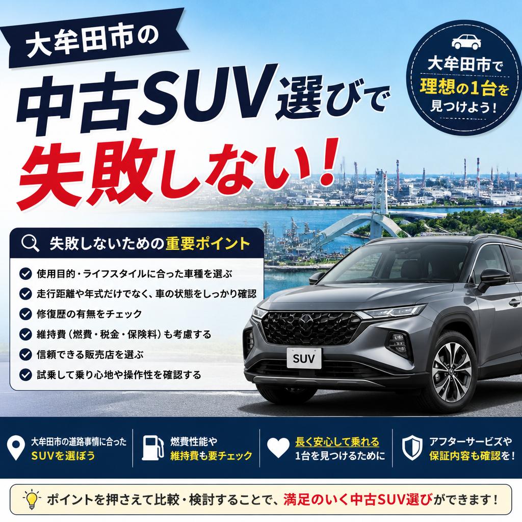 大牟田市の中古SUV選びで失敗しない！