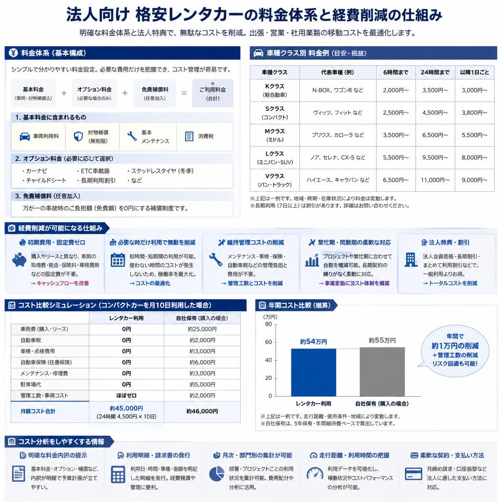 格安レンタカーでの経費削減