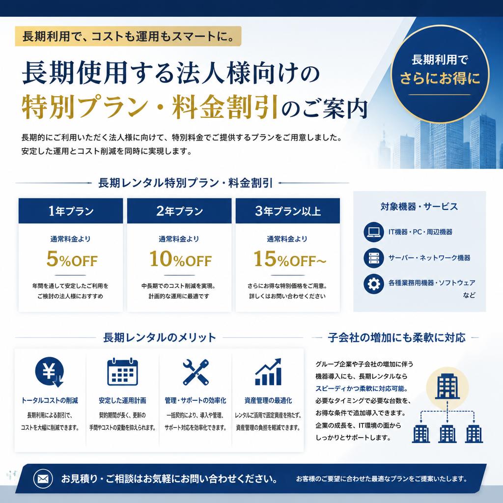 長期レンタルでさらにお得