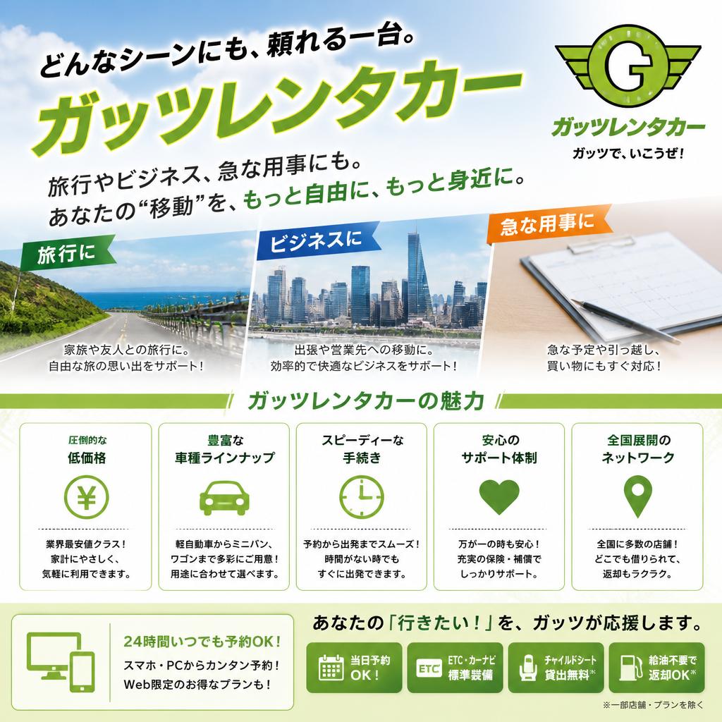 人気のレンタカー利用シーン