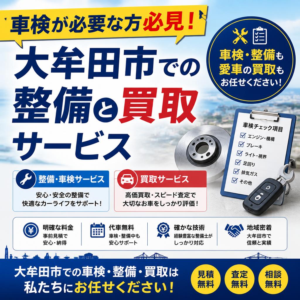 車検が必要な方必見！大牟田市での整備と買取サービス