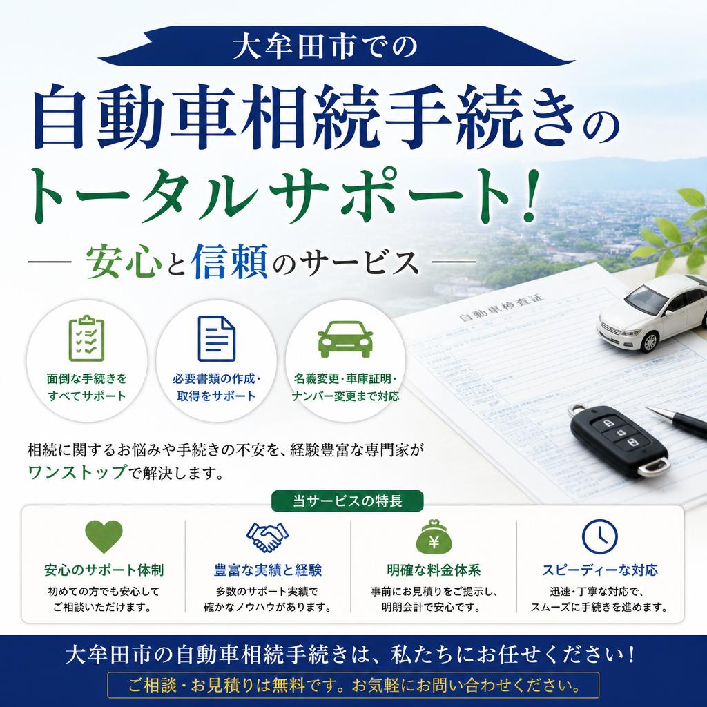 大牟田市での自動車相続手続きのトータルサポート！安心と信頼のサービス
