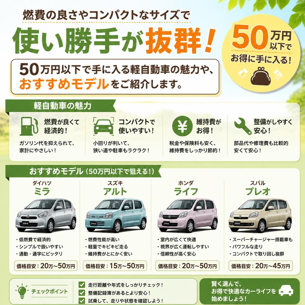 おすすめ！50万円以下の軽自動車