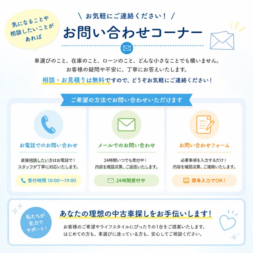 お問い合わせ：理想の一台を見つけるサポート