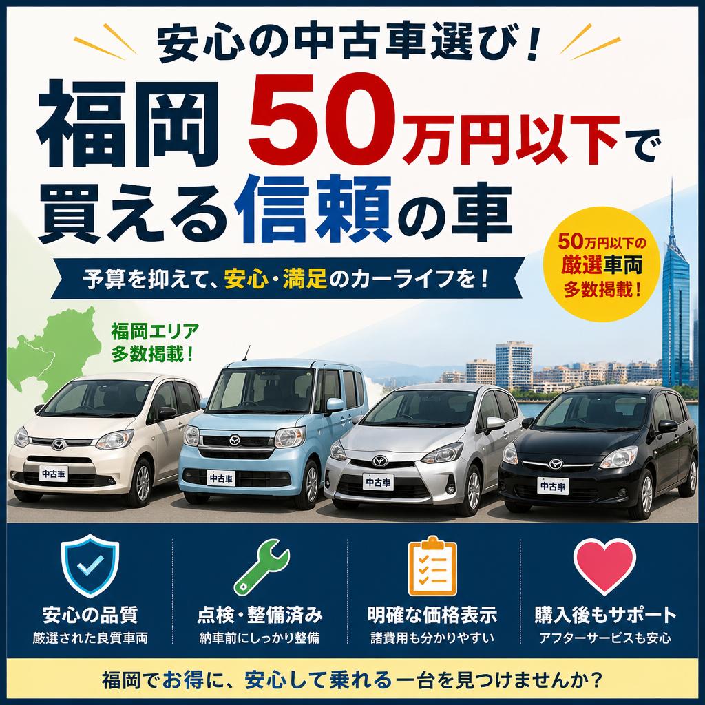 安心の中古車選び！福岡50万円以下で買える信頼の車