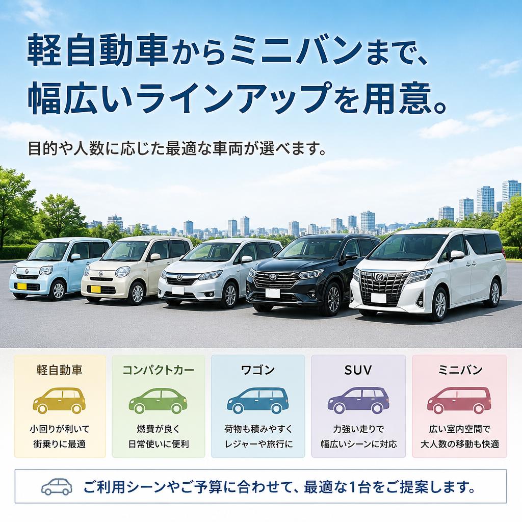 豊富な車種ラインアップ