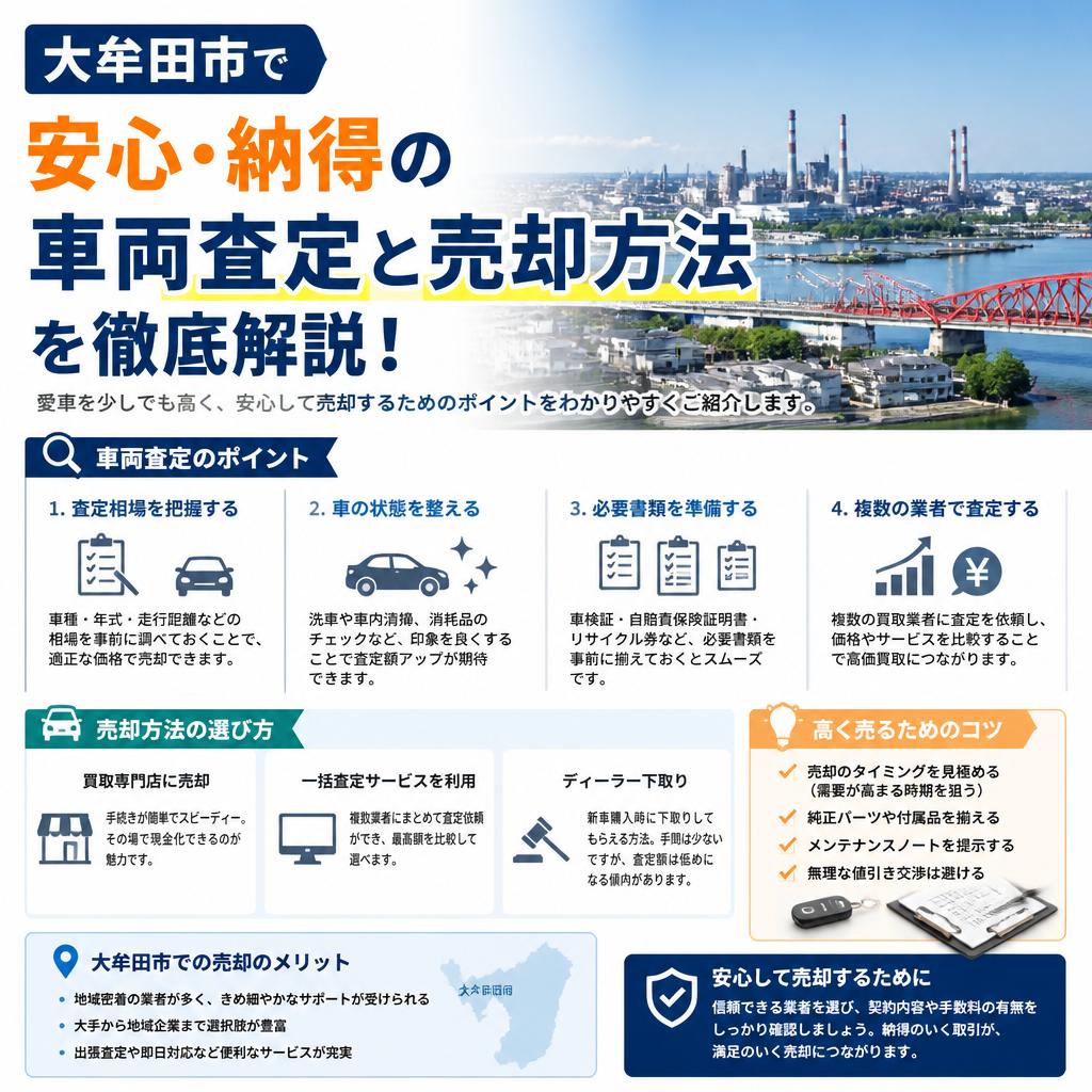 大牟田市で安心・納得の車両査定と売却方法を徹底解説！